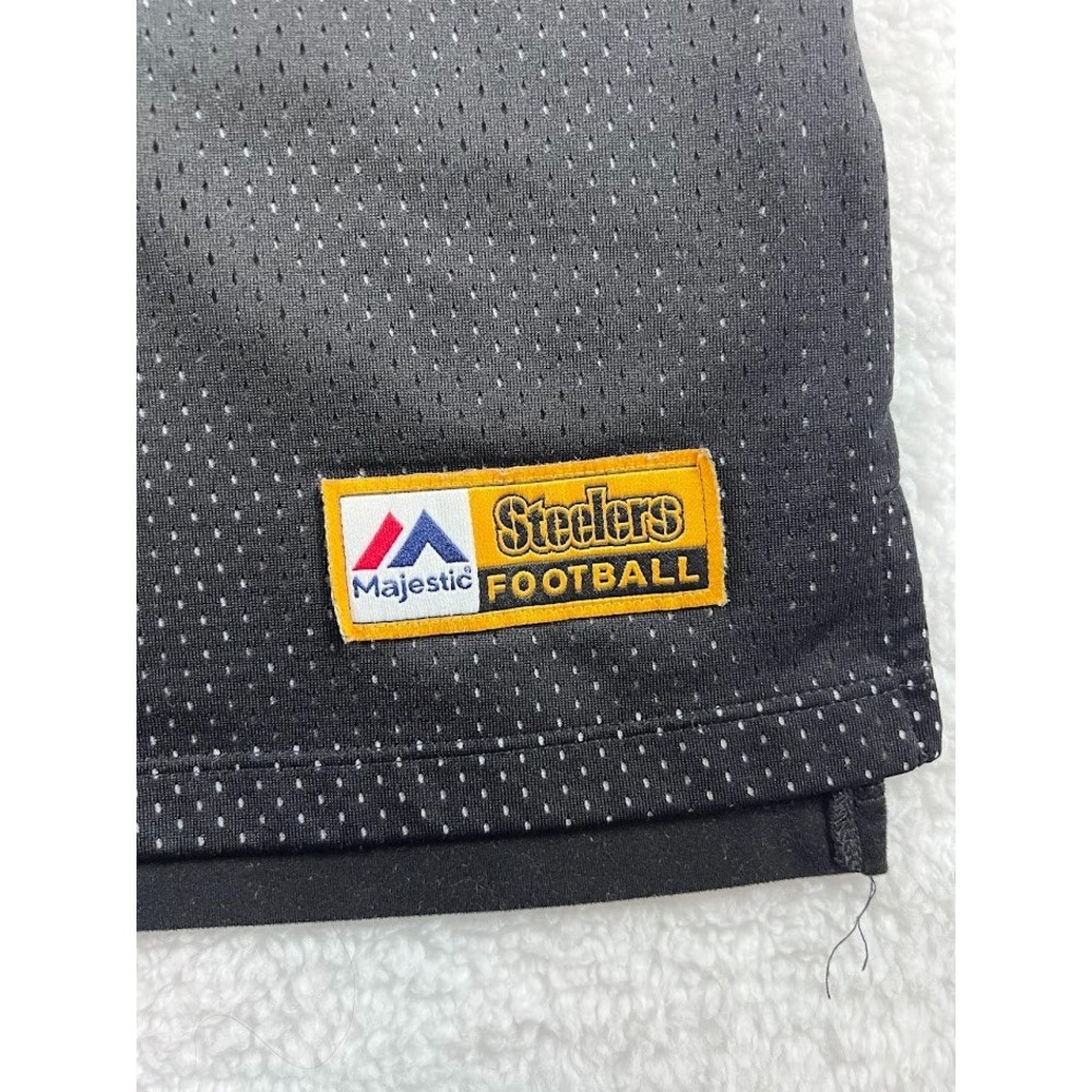 Majestic Pittsburgh Steelers Women's L Lace Up Mesh Jersey Shirt Black Gold NFL - Picture 6 of 8